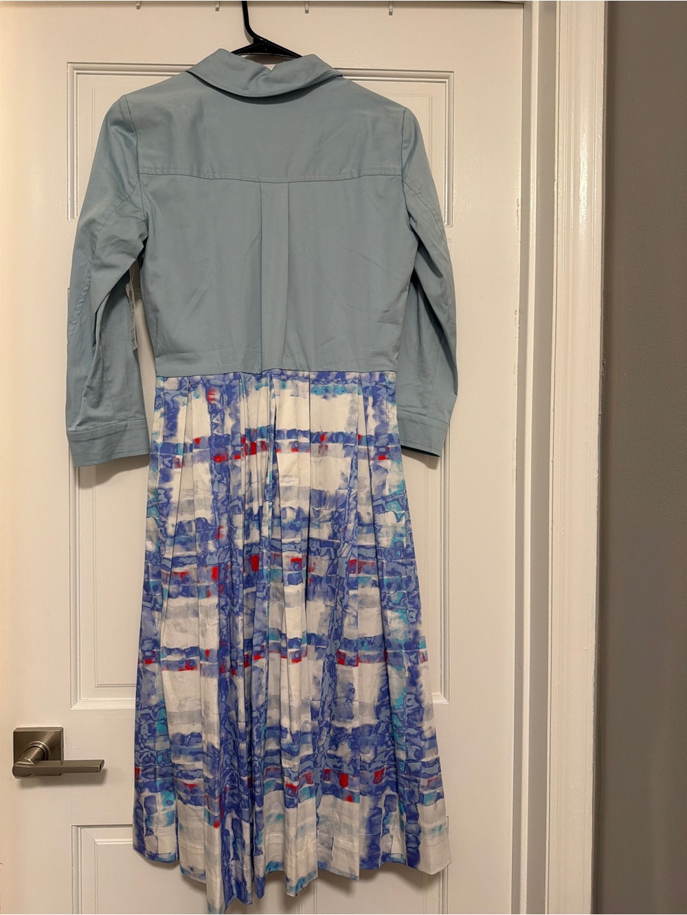 Roma Light Blue, White and Pink Plaid Full Midi Skirt - Picture 5 of 5